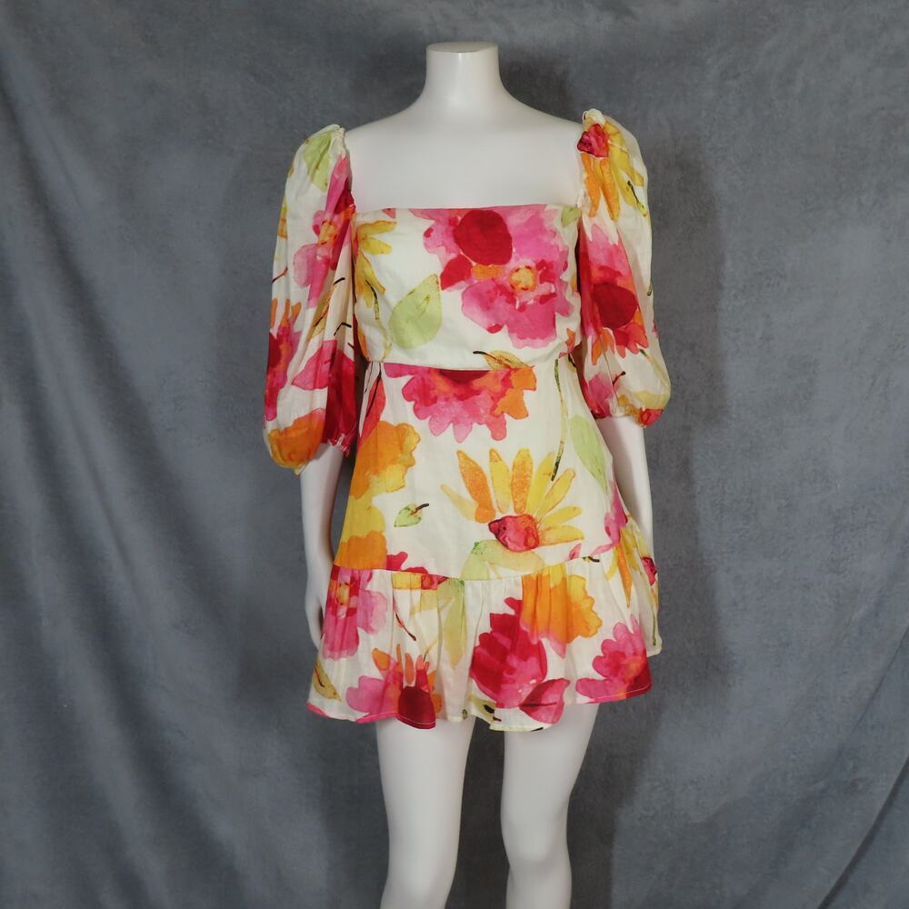 Rumer Sunshine Cream Floral Mini Dress Size S